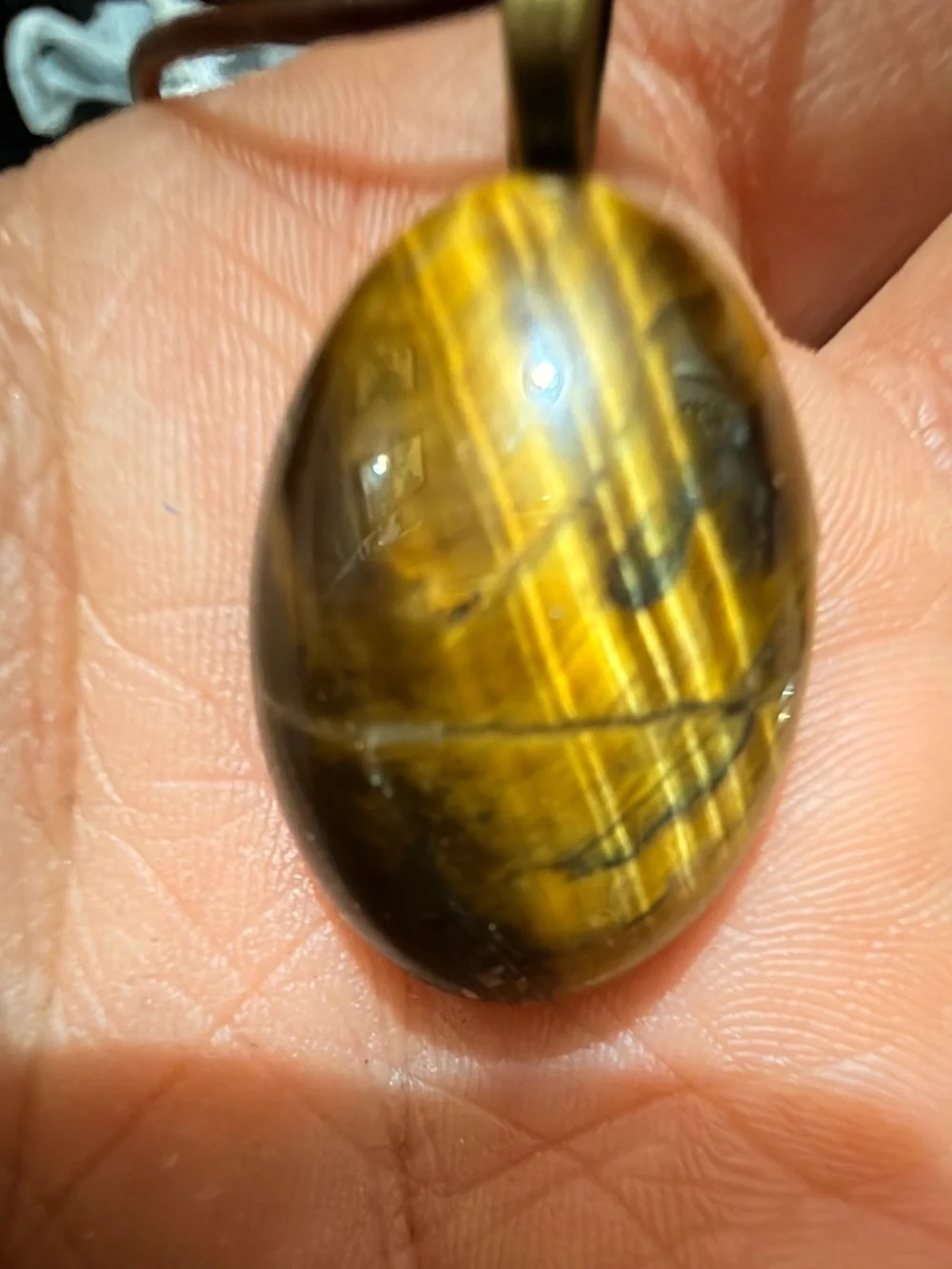 Vintage Tiger's Eye Oval Pendant on Brown Cord